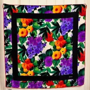 Vintage Bill Blass for Baar and Beards Floral Silk Scarf. 31” by 31”